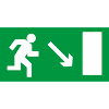 Знак E07 Направление к эвакуационному выходу направо вниз