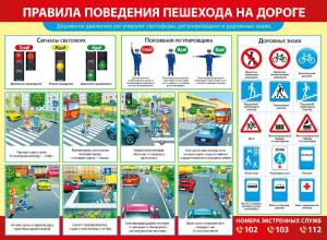 070.996 Правила поведения пешехода на дороге. Плакат А2