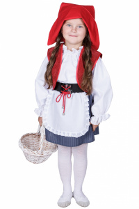 Костюм Красная шапочка (юбка с передником на широком поясе с имитацией корсета, белая блузка, жилет,