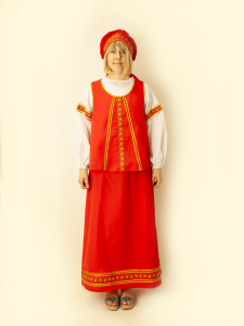 Костюм Масленица (юбка, блузка, жилет, головной убор - повойник).						