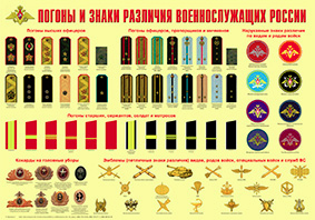 Погоны и знаки различия военнослужащих России. Плакат. А-2
