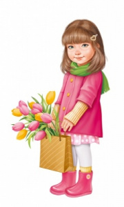 59.338 Девочка с тюльпанами. Плакат А3ф
