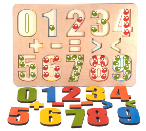 Рамка-вкладыш Разноцветные цифры (16 дет.дерево). арт.7917 