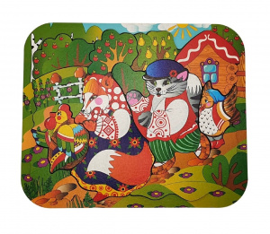 Деревянный пазл Кот, петух и лиса. арт 8304