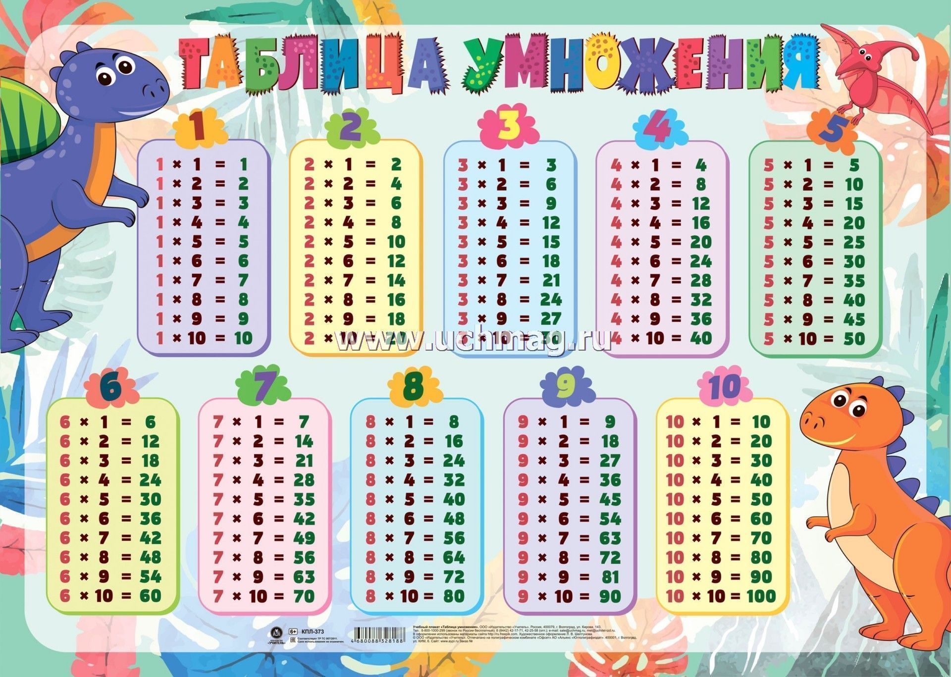 Таблица умножения. Формат А2. КПЛ-373