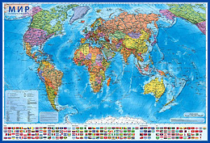 Мир политический (107*157) с новыми границами РФ. Карта Глобен.