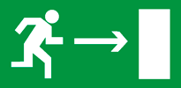 Знак E03 Направление к эвакуационному выходу направо