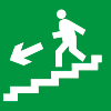 Знак E14 Направление к эвакуационному выходу по лестнице вниз (левосторонний) 