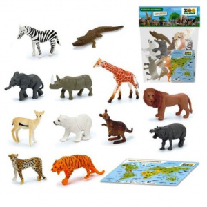 9813 Животные с картой обитания (12 шт.) Zooграфия